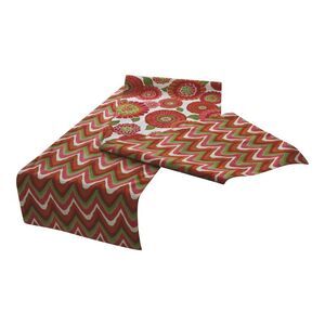 Bold Pink Orange Green Zinnia 72 Inch Kitchen Dining Table Runner